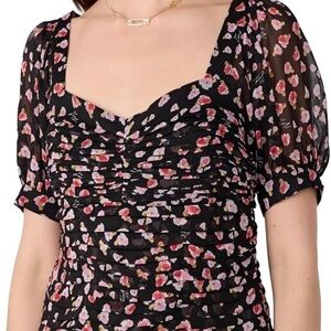 KARL LAGERFELD PARIS Ruched Puff-Sleeve Blouse